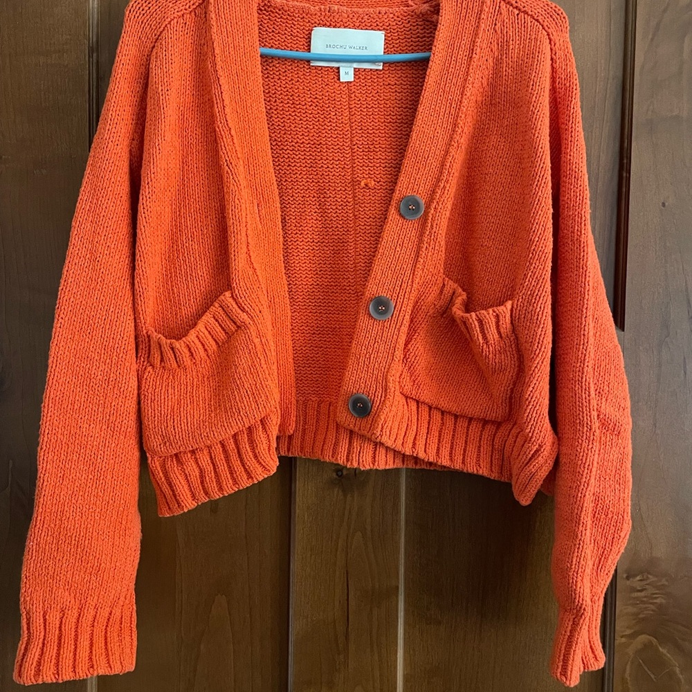 Brochu Walker Vibrant Orange Crop Cardigan